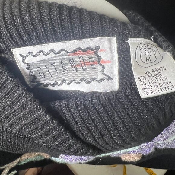 Gitano Women Sweater Vtg Pastel Floral Embroidery 90's Whimsigoth Dark Cottage M - Picture 9 of 10